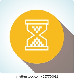 Vector icons "wait" on an orange circle with a long shadow