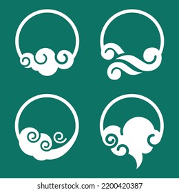 vector icons of water and clouds in a circular set.