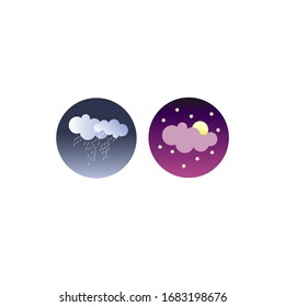 vector icons weather conditions: rain and stars