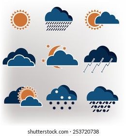 Vector icons weather forecast