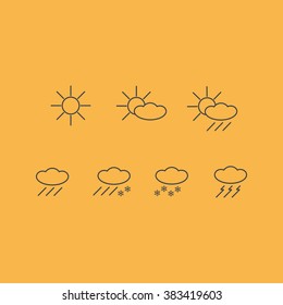 vector icons of weather forecast sun clouds isolated