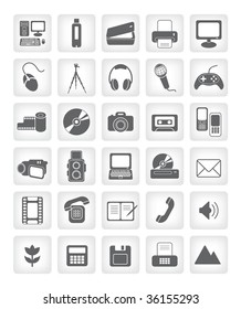 vector icons for web applications. computers, photo, video, audio.