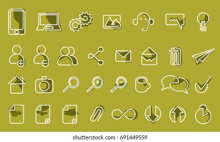 Vector icons web and mobile. One line style icon set. Isolated background