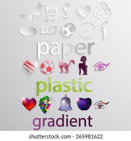 vector icons for web    paper  plastic  gradient