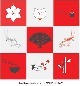 Vector icons web set in japanese style. EPS10