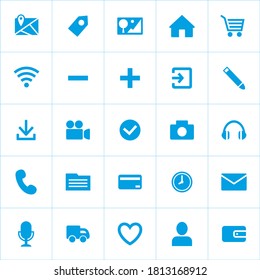 Vector icons for a website on a transparent background.