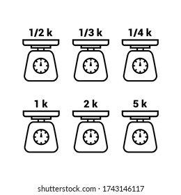 Vector icons. Weight symbols with different measurements. Line icon.