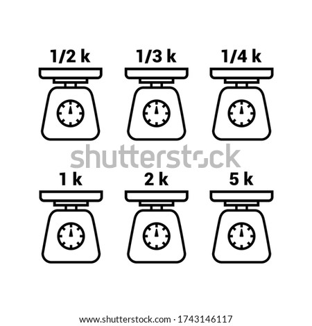 Vector icons. Weight symbols with different measurements. Line icon.