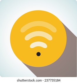 Vector icons "wifi" on an orange circle with a long shadow