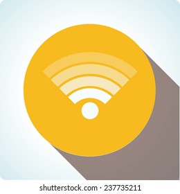 Vector icons "wifi" on an orange circle with a long shadow