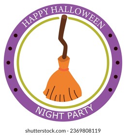 vector icons of a witch's broom with the word halloween and white background