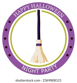 vector icons of a witch's broom with the word halloween and white background