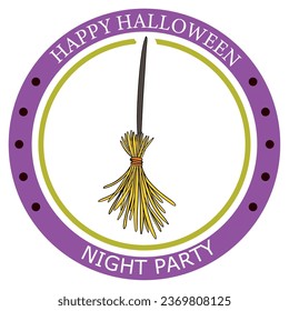 vector icons of a witch's broom with the word halloween and white background