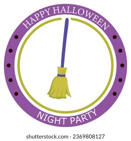 vector icons of a witch's broom with the word halloween and white background