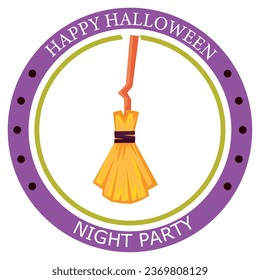 vector icons of a witch's broom with the word halloween and white background