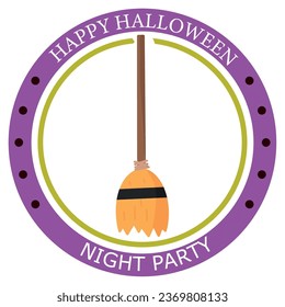 vector icons of a witch's broom with the word halloween and white background