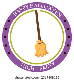 vector icons of a witch's broom with the word halloween and white background