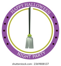 vector icons of a witch's broom with the word halloween and white background