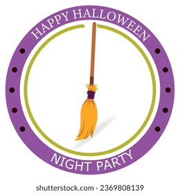 vector icons of a witch's broom with the word halloween and white background