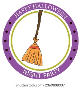 vector icons of a witch's broom with the word halloween and white background