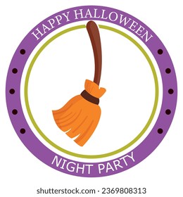 vector icons of a witch's broom with the word halloween and white background