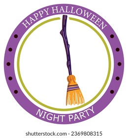 vector icons of a witch's broom with the word halloween and white background