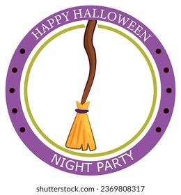 vector icons of a witch's broom with the word halloween and white background