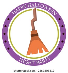 vector icons of a witch's broom with the word halloween and white background