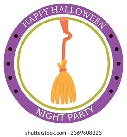 vector icons of a witch's broom with the word halloween and white background