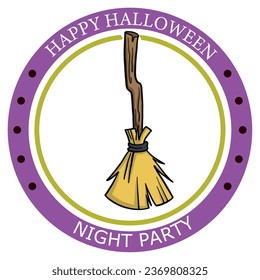 vector icons of a witch's broom with the word halloween and white background