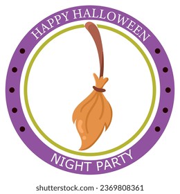 vector icons of a witch's broom with the word halloween and white background