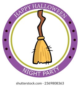 vector icons of a witch's broom with the word halloween and white background