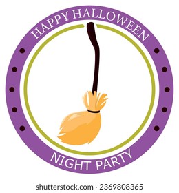 vector icons of a witch's broom with the word halloween and white background