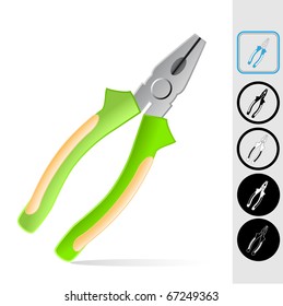 Vector icons of wrench. 3d and flat versions. 6 in 1. All layers are grouped.