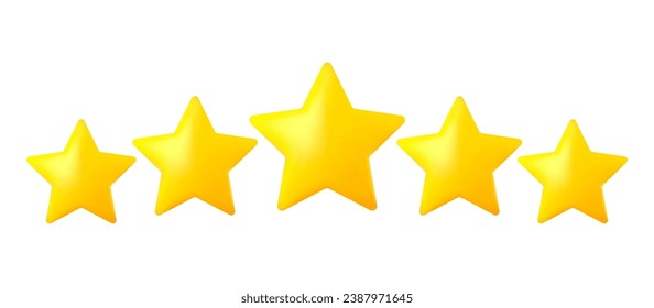 Vector icons of yellow stars is on isolated background. Achievements for games or customer rating feedback of website. Vector illustration of star in realistic 3d style.
