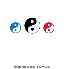 Vector Icons Of Yin Yang Masculine Head And Feminine Head On White Background