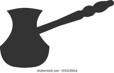 Vector icon-turk for coffee. A cup with a handle for making coffee on the stove. Black illustration isolated on a white background for graphics and web design.