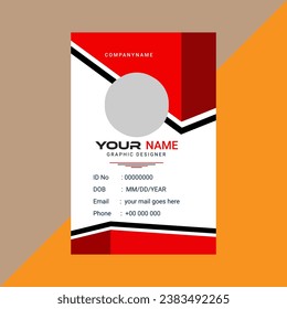  plantilla de diseño de tarjeta de identificación profesional con placa de identificación vectorial con rojo y negro. plantilla de diseño de tarjeta de identificación de negocios moderna de empresa. Plantilla de tarjeta de identificación de empleado de la empresa Vector