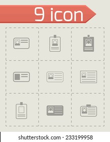 Vector id card icon set on grey background