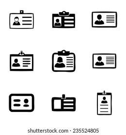 Vector id card icons set on white background