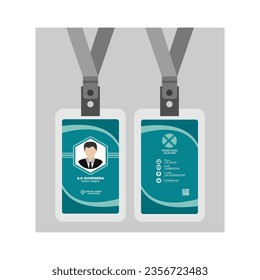 Vector id card template with buckle and lanyard. Set mock up.Simple realistic design.