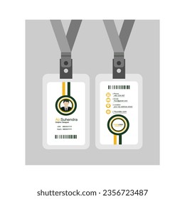 Vector id card template with buckle and lanyard. Set mock up.Simple realistic design.