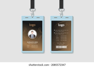 Vektorid-Kartenvorlage mit Klammer und Lanyard. Moderne farbenfrohe Ikone-Kollektion. Mitarbeiter-ID. Einfaches realistisches Design. Cute Cartoon Stil. Flaches Beispiel