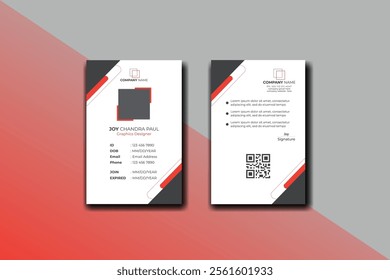 Vector id card template with clasp and lanyard. 
Simple realistic design.
Creative and minimalist identity card.
Flat style illustration. 
Modern identity card template with flat user interface.  
 