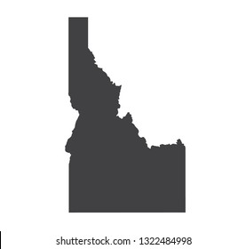 Vector Idaho Map silhouette. Isolated vector Illustration. Black on White background.