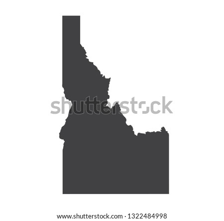 Vector Idaho Map silhouette. Isolated vector Illustration. Black on White background.
