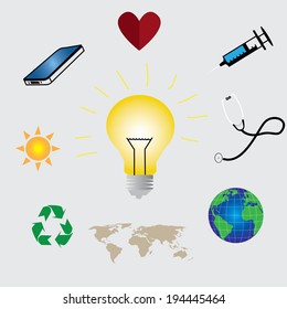 Vector idea concept - creative background with light bulb icon