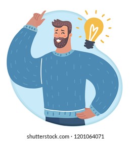 Vector idea concept - man's hand up and he have an idea, light bulb symbol- investment and innovation.
