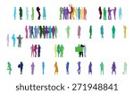 Vector Idea Icon made of many silhouettes- crowd