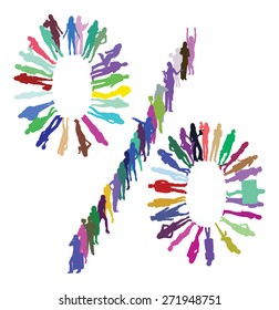 Icono de la idea del vector hecho de muchas siluetas - porcentaje
